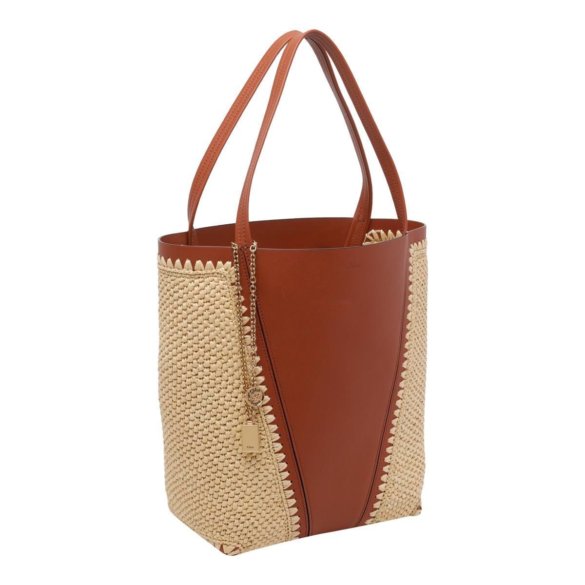 chloè bags brown calf leather raffia - women