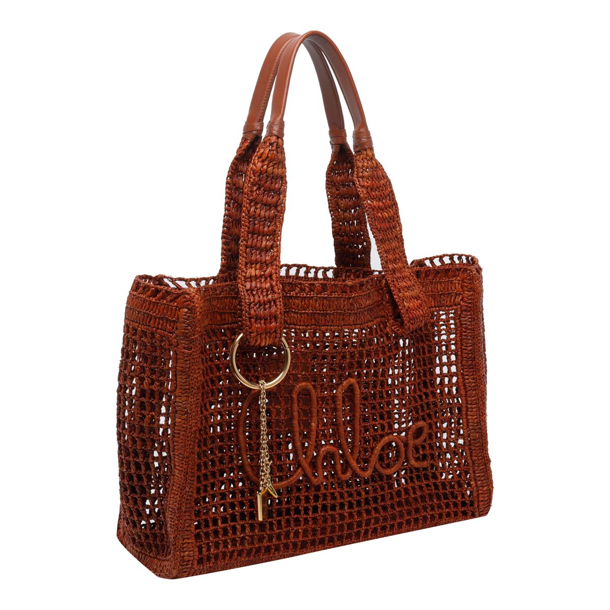 chloè bags brown raffia - women