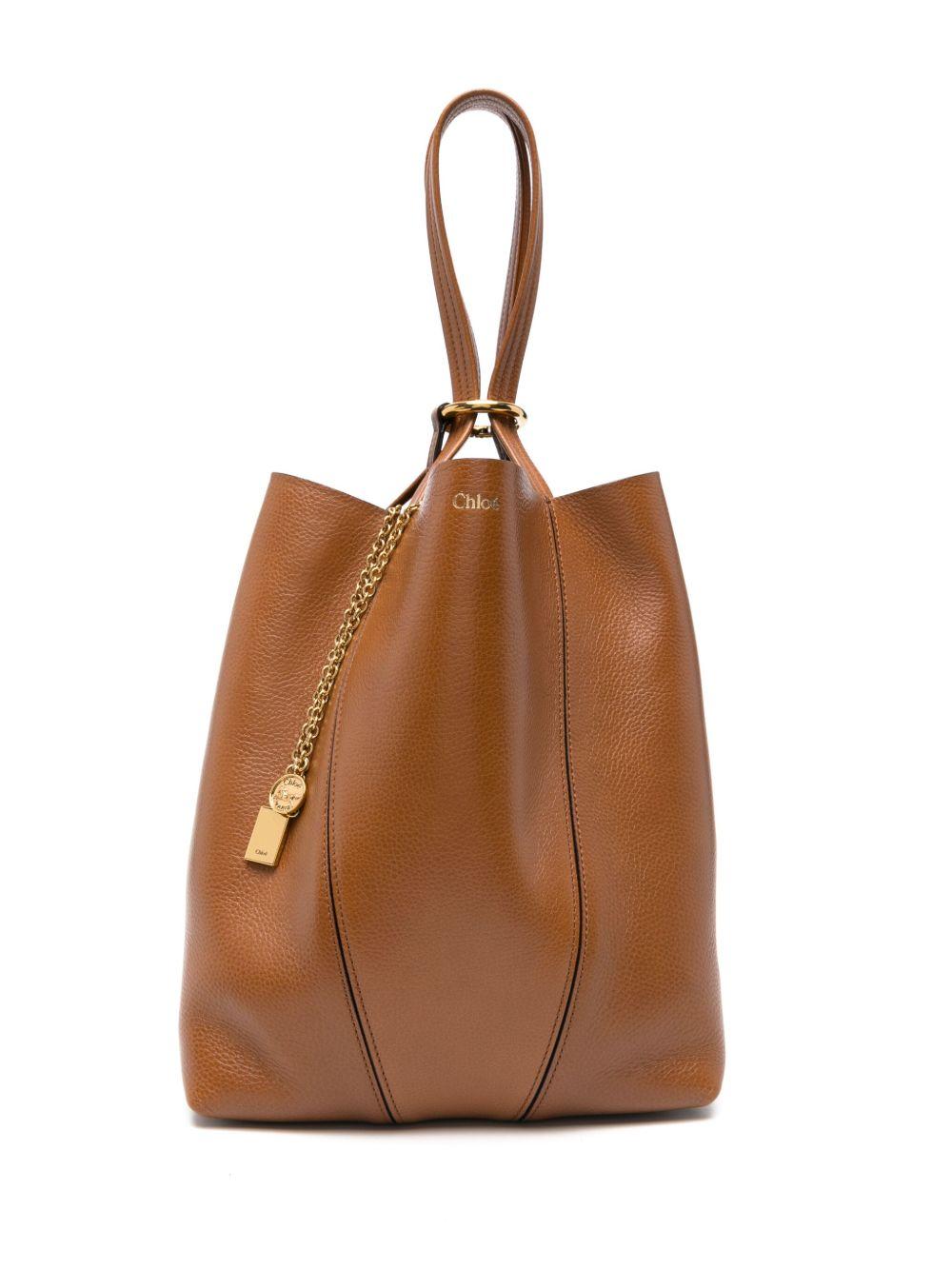 chloè bags leather brown cow - women