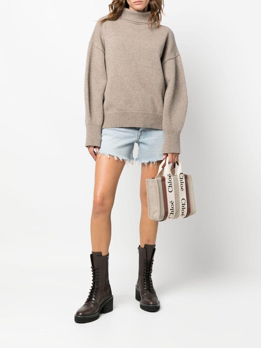 chloè bags leather brown linen - women