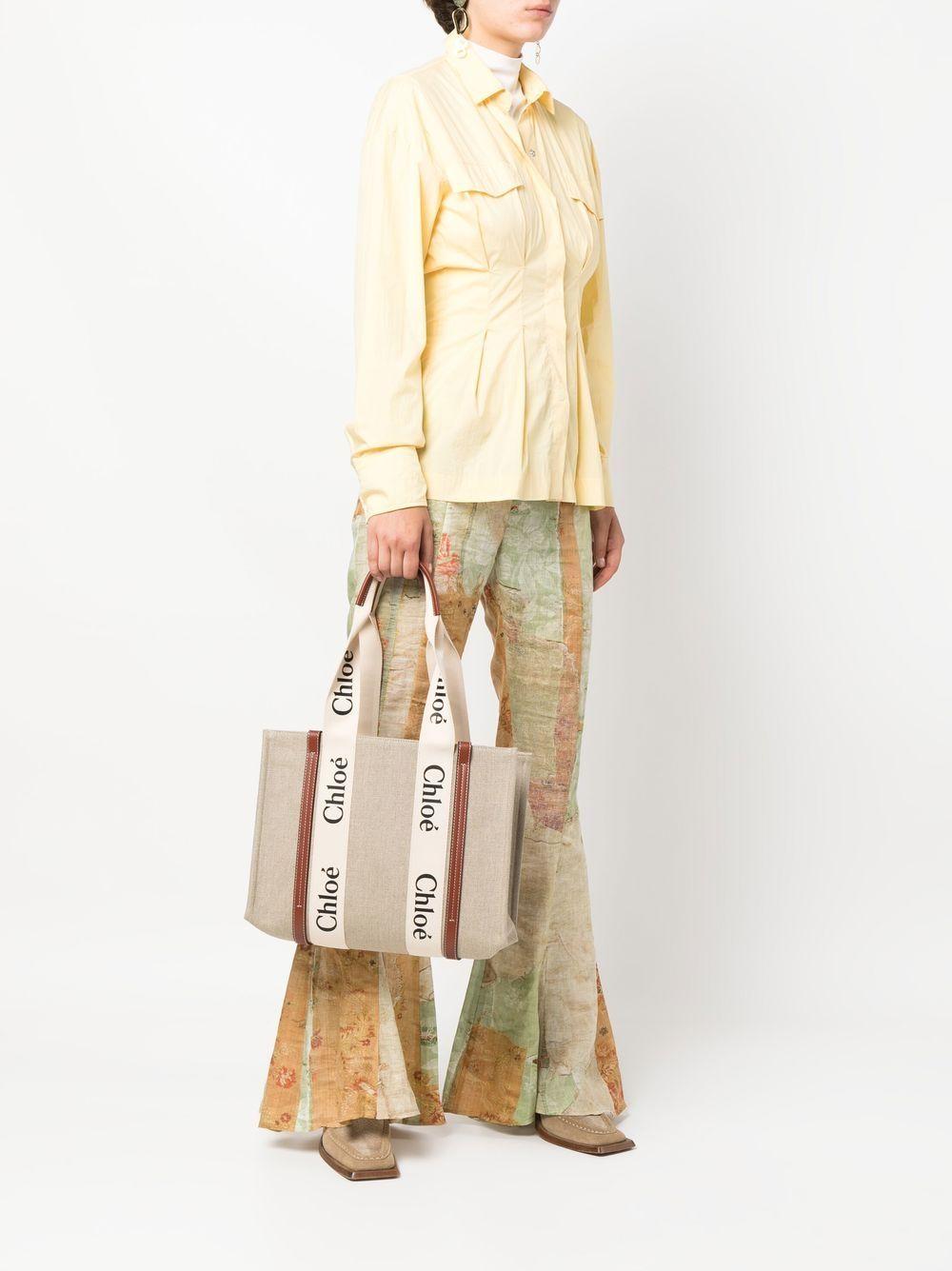 chloè bags leather brown linen - women