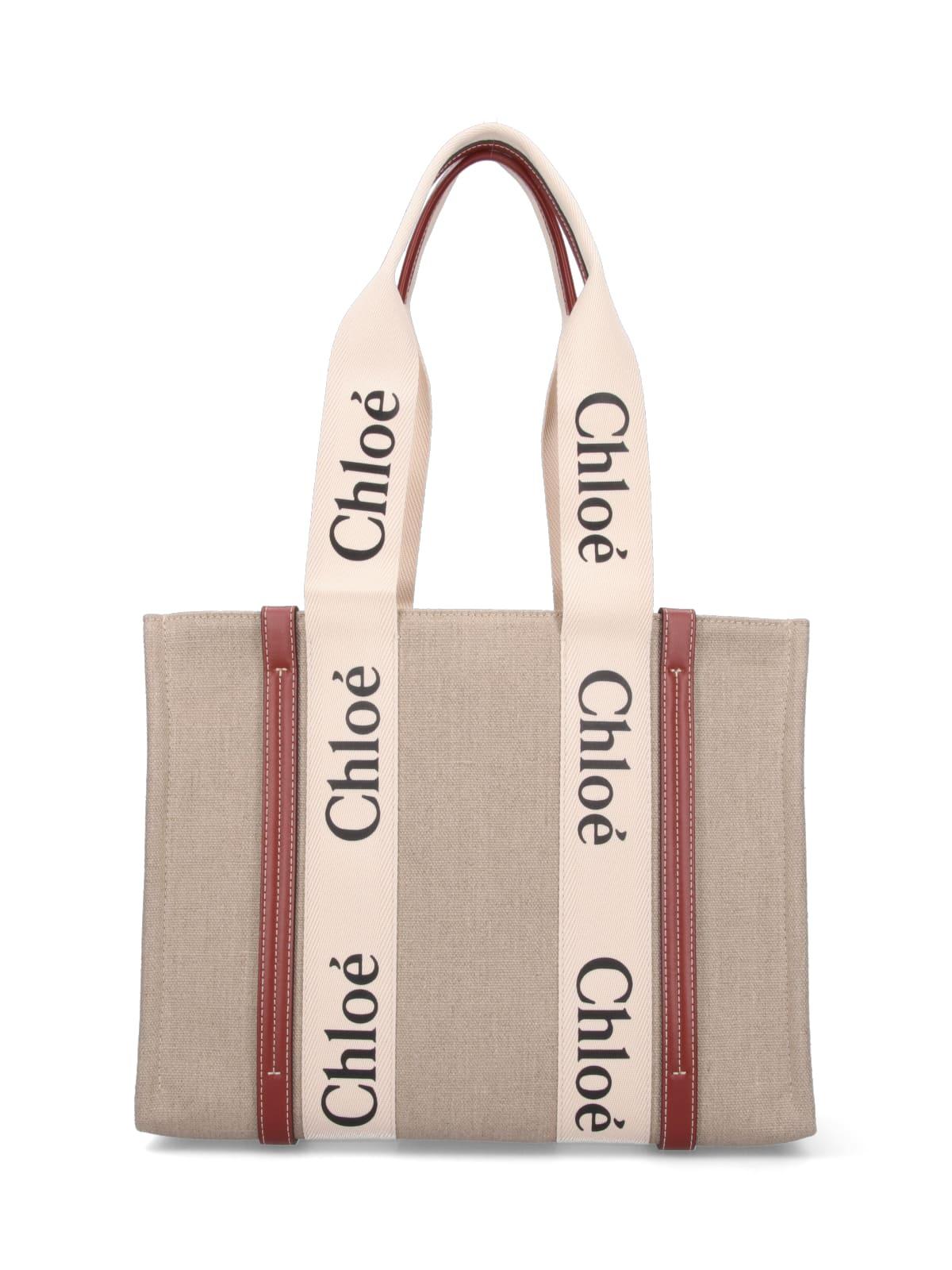 chloè bags white linen - women
