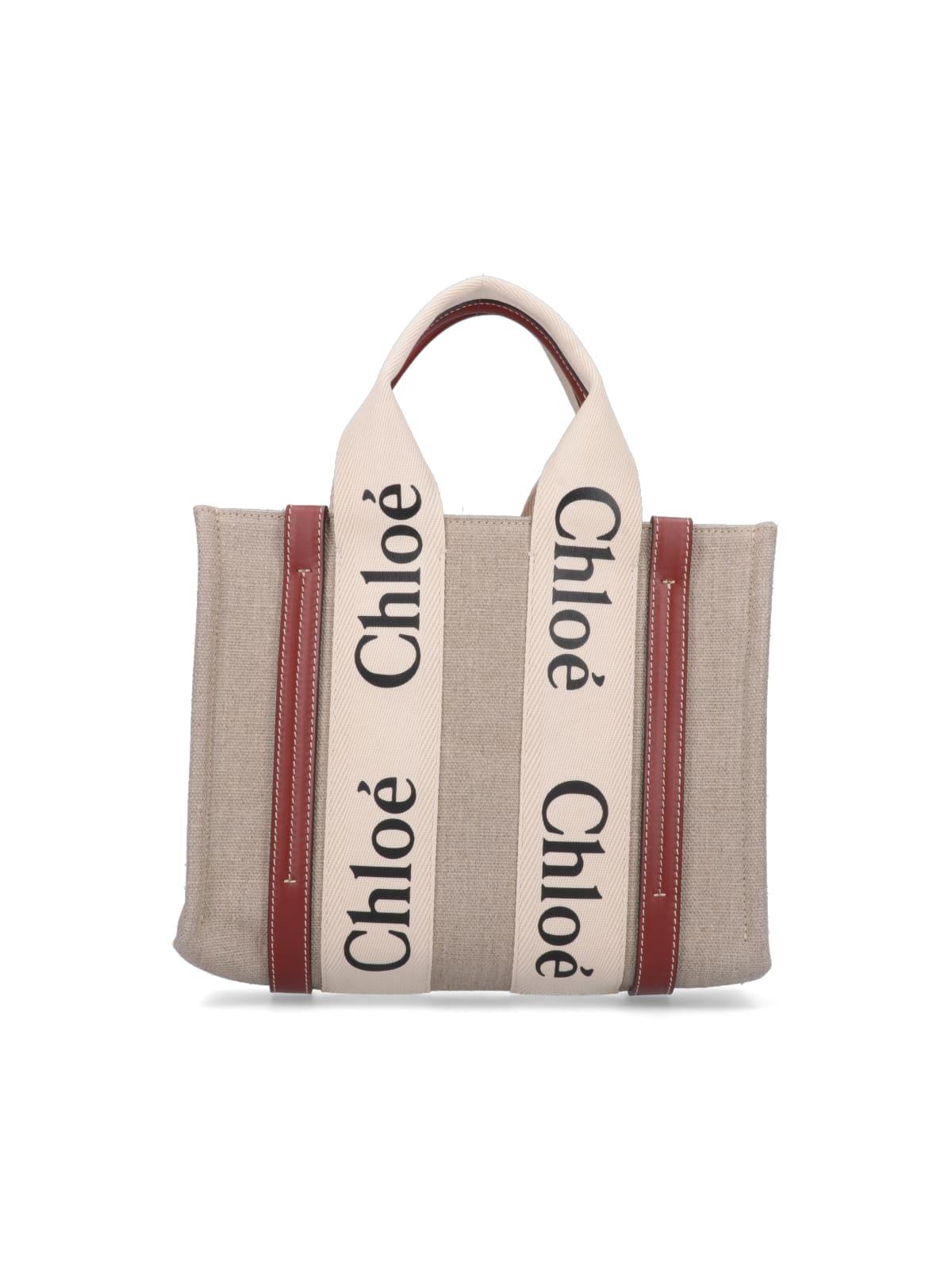 chloè bags white linen - women