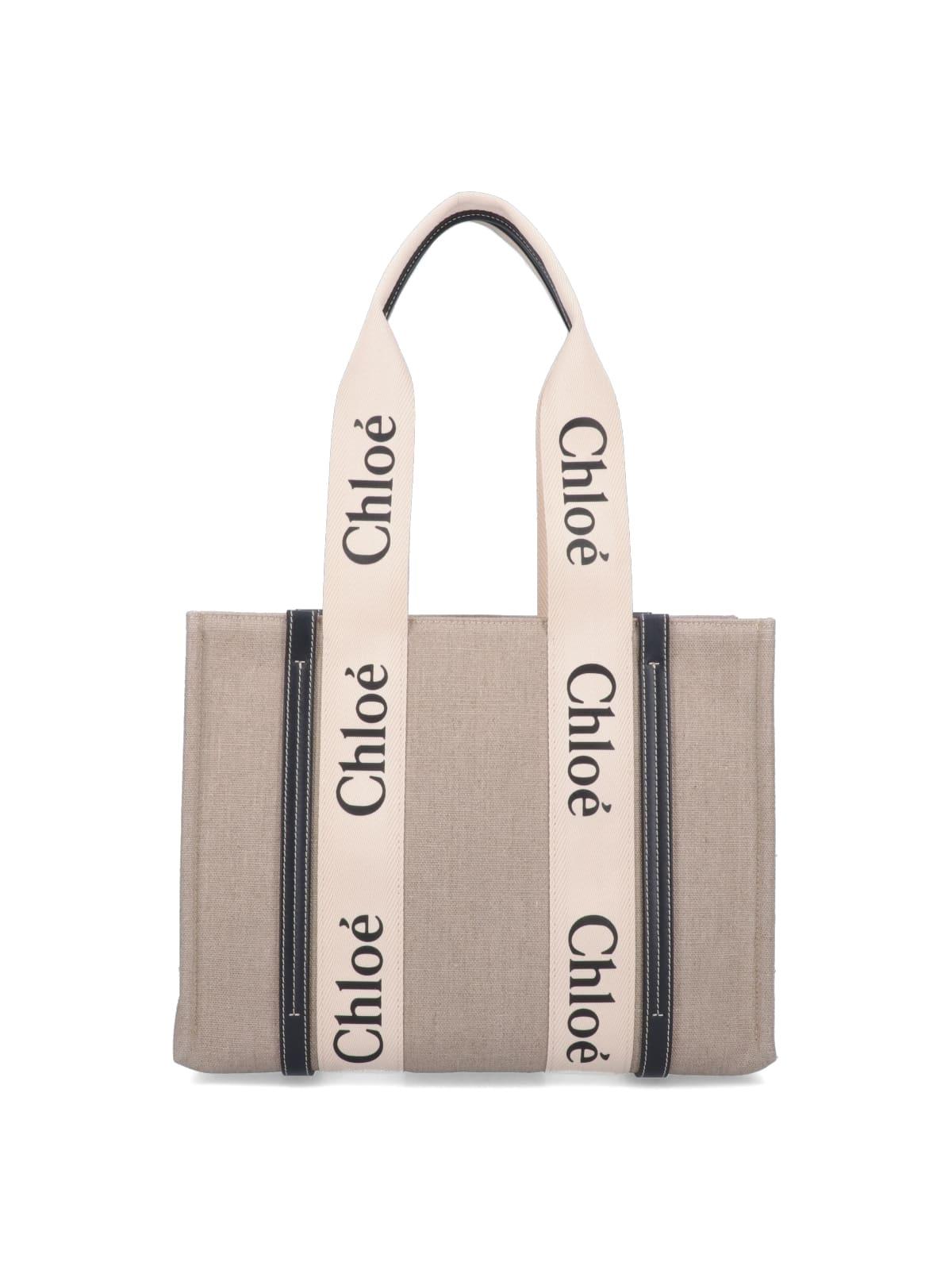 chloè bags white linen - women
