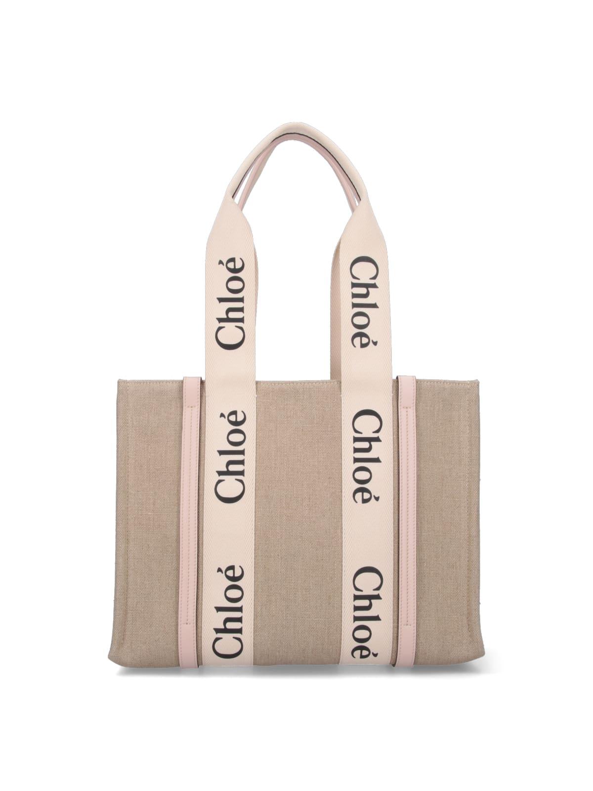 chloè bags white linen - women