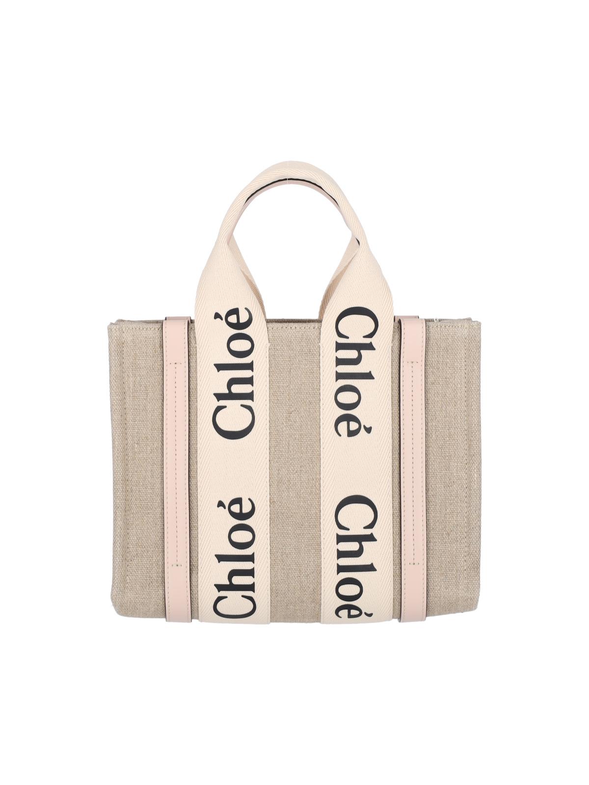 chloè bags white linen - women