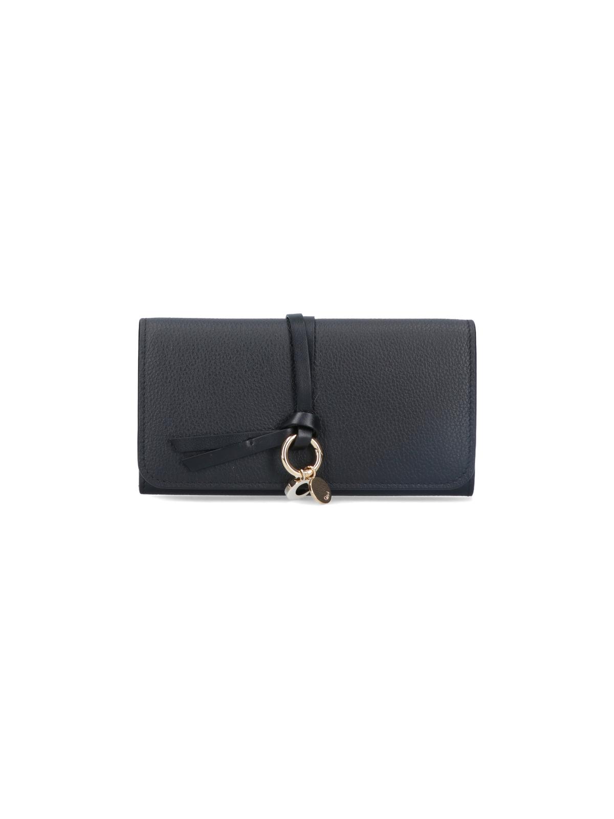 chloè wallets black calf leather - women
