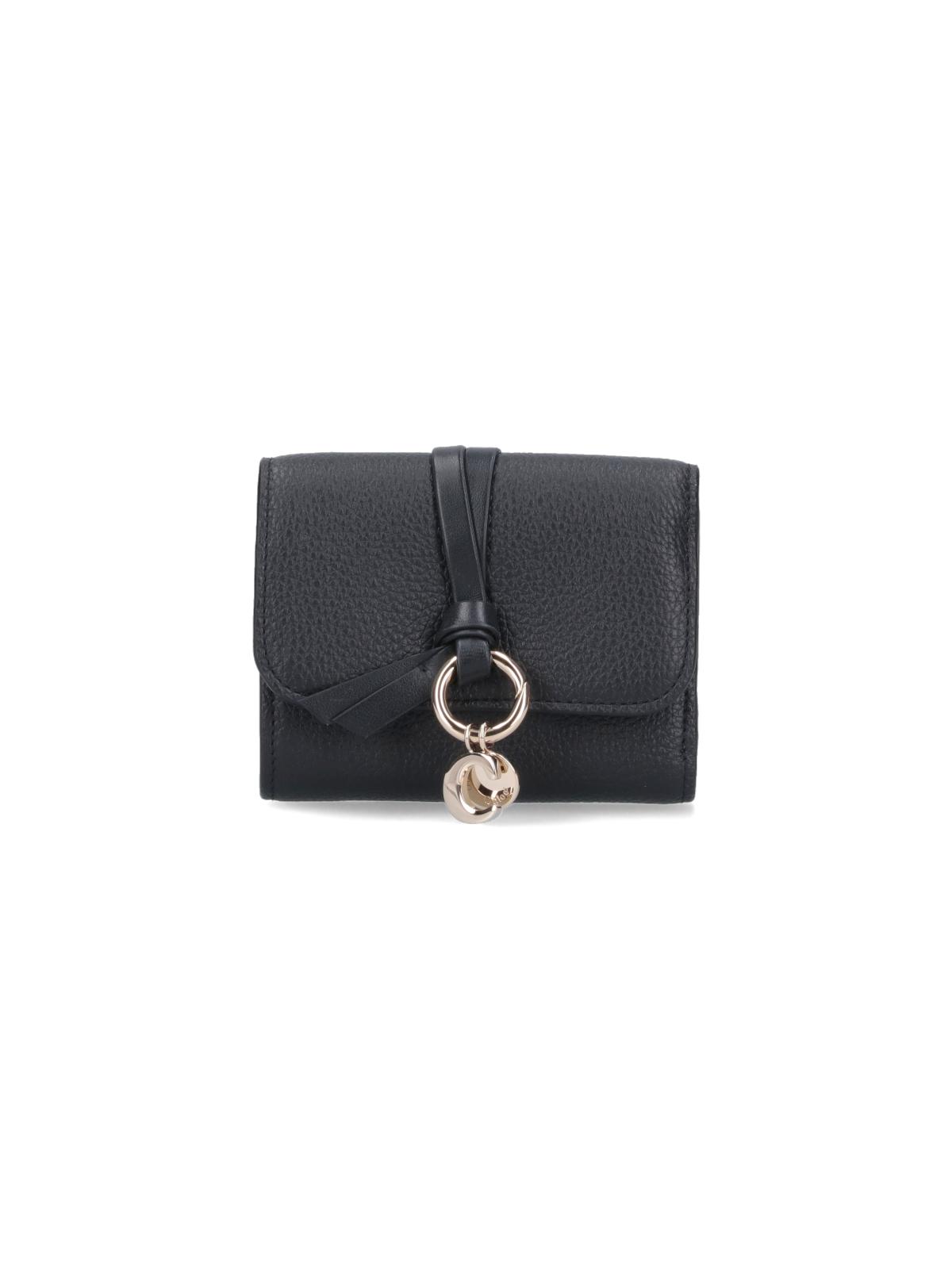 chloè wallets black calf leather - women