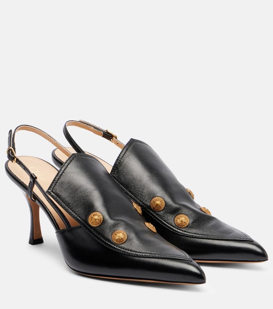 chloé agnes embellished leather slingback pumps