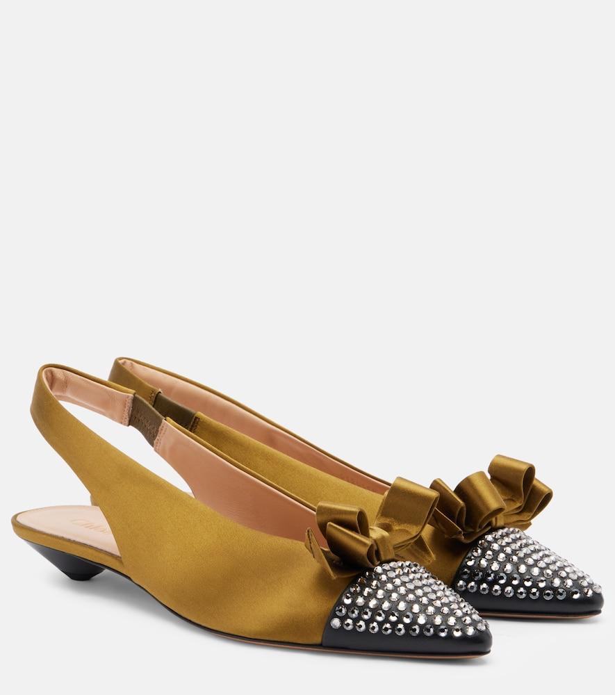 chloé alba 20 embellished satin slingback pumps