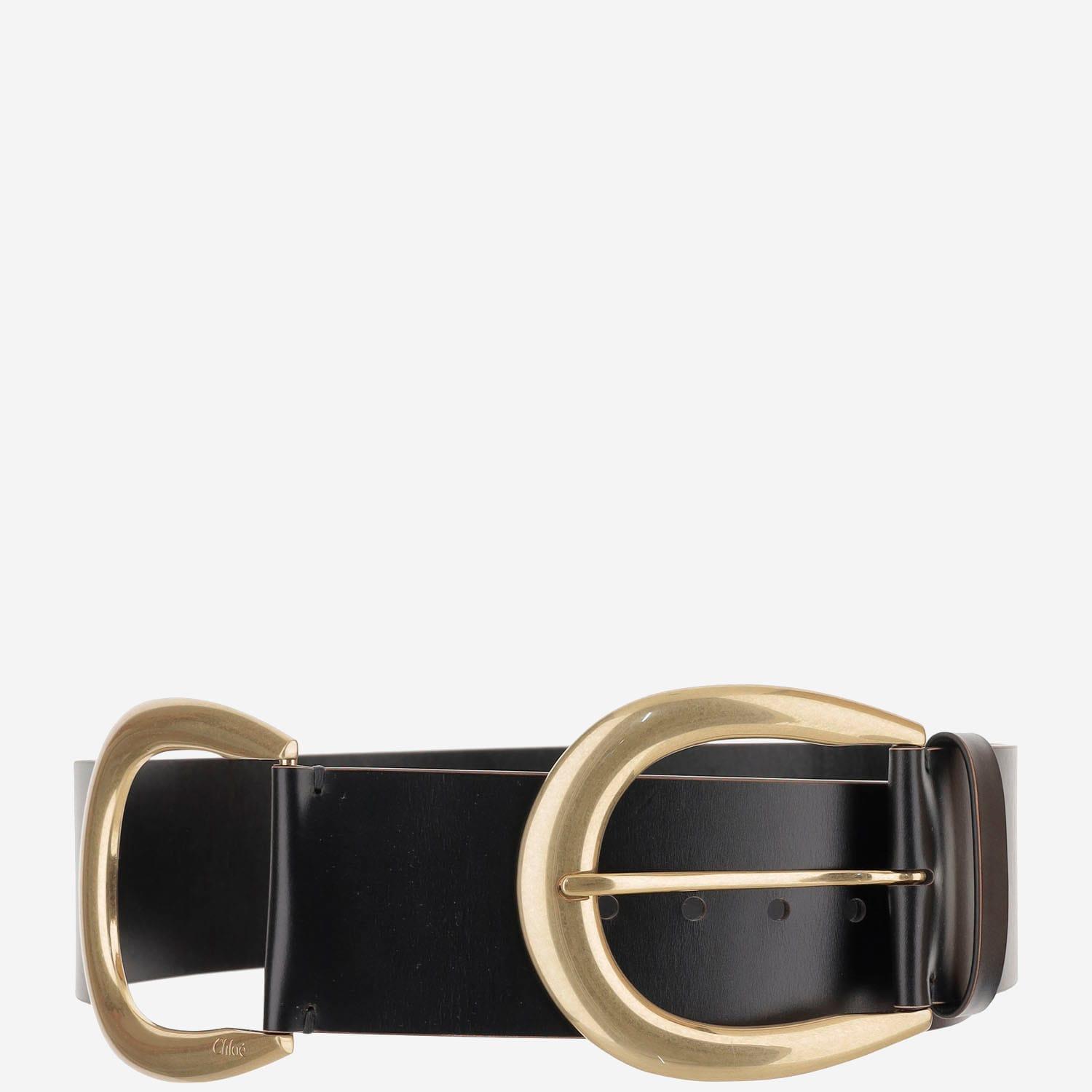 chloé anita belt in leather and brass