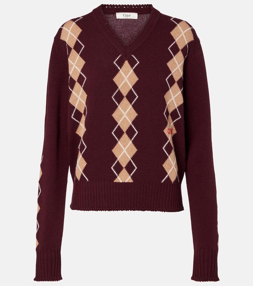 chloé argyle wool and cashmere sweater