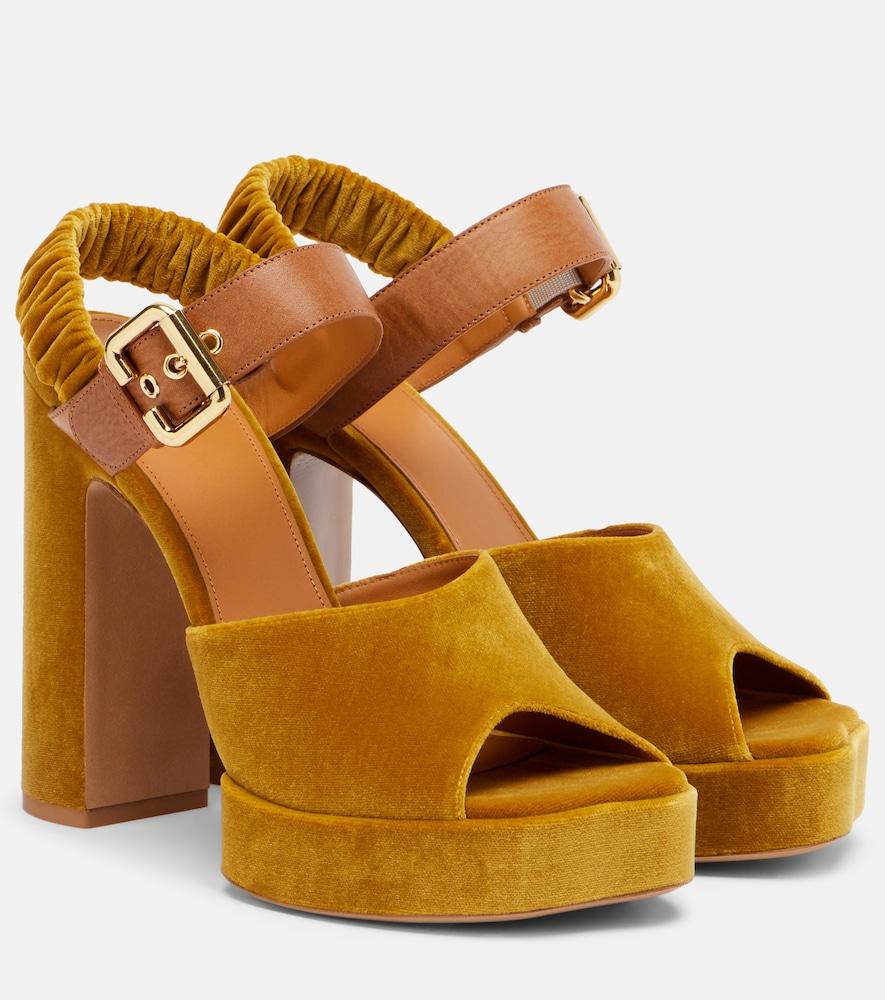 chloé aria 95 velvet platform sandals