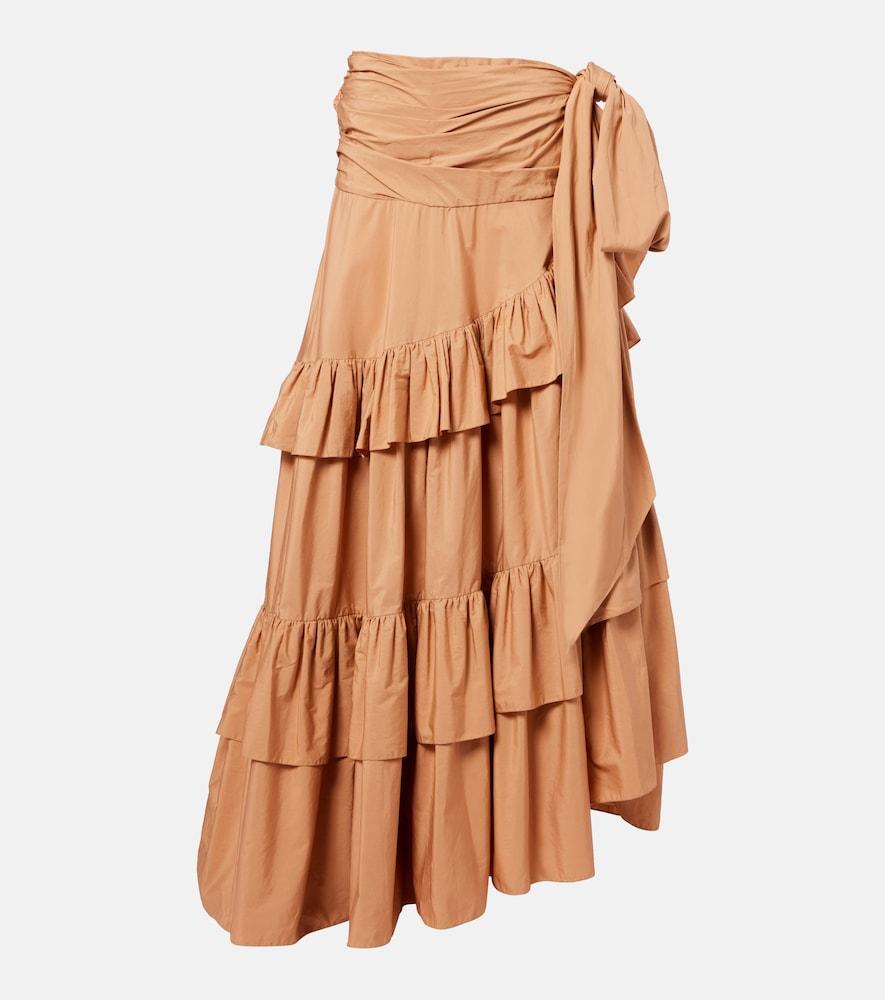 chloé asymmetric ruffled cotton maxi skirt