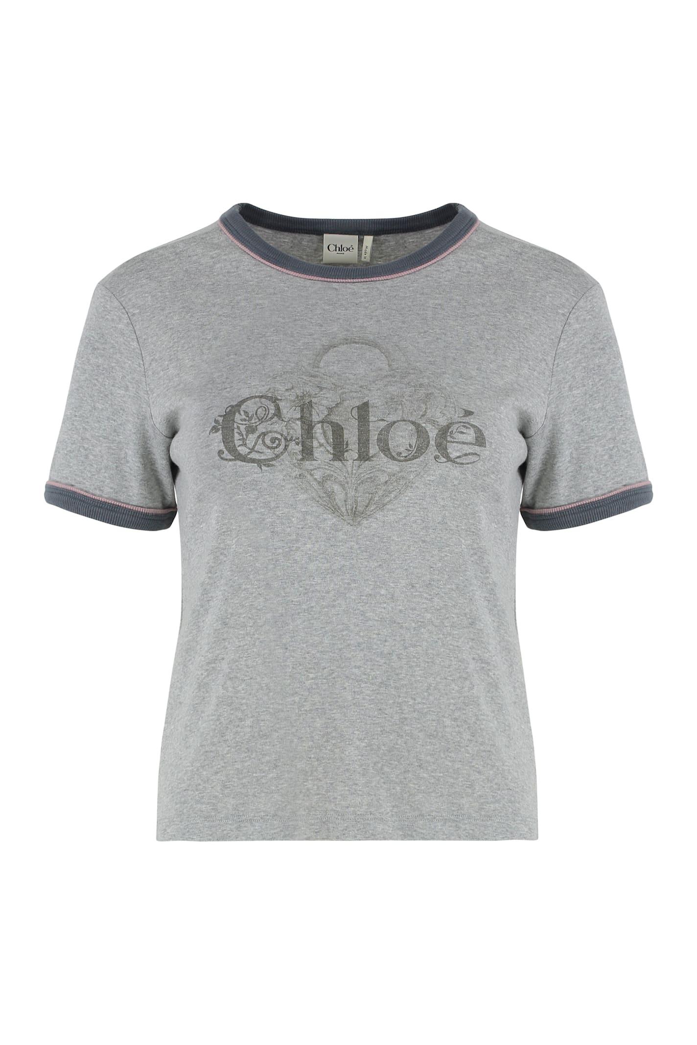 chloé baby fit t-shirt with logo in cotton jersey