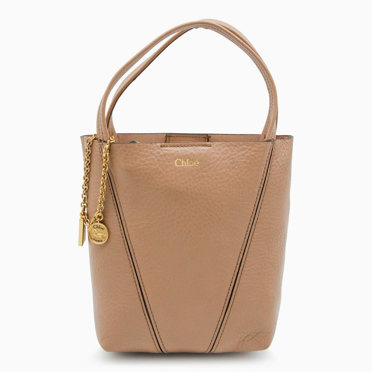 chloé beige leather spin tote