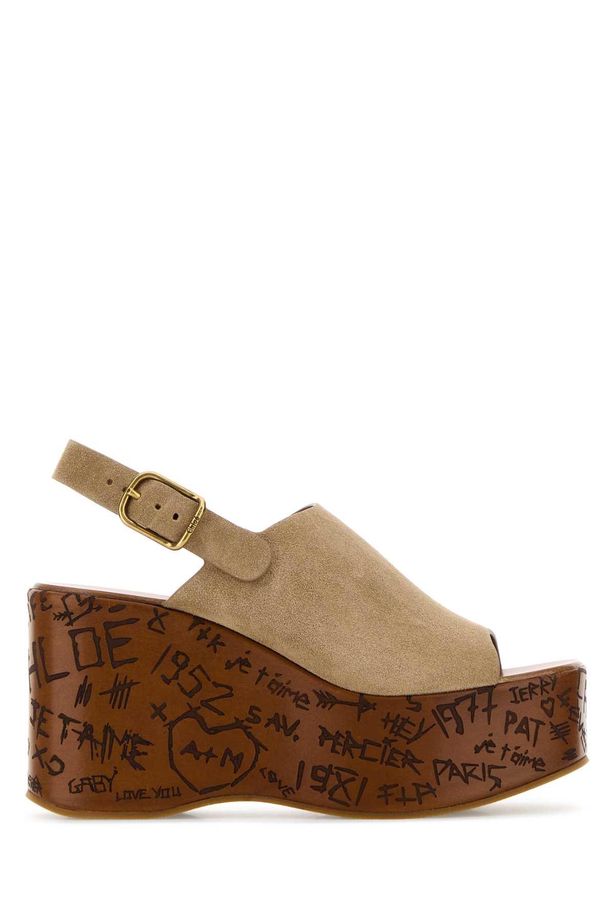 chloé beige suede maxime wedges