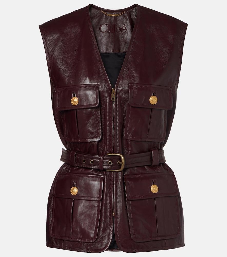 chloé belted leather vest