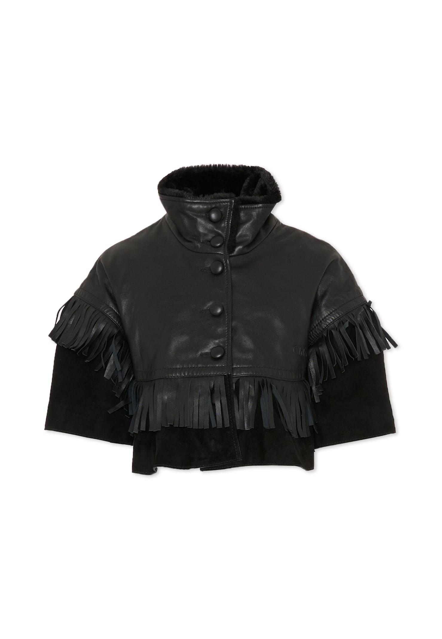 chloé black cape for girl with logo