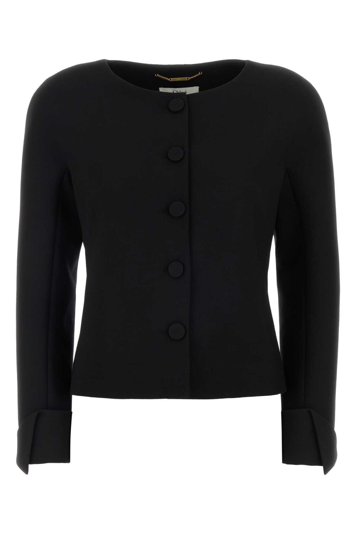chloé black crepe blazer
