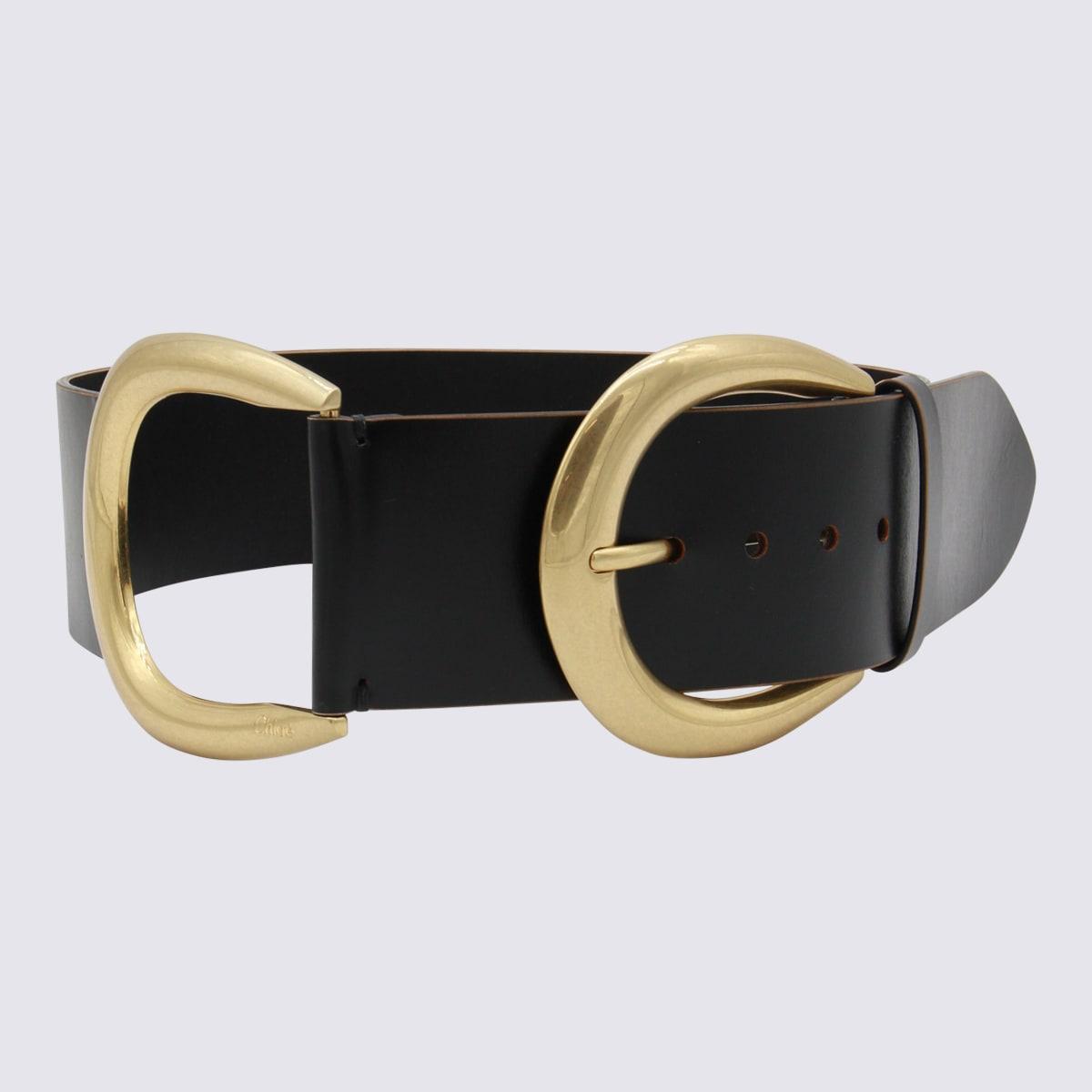 chloé black leather belt