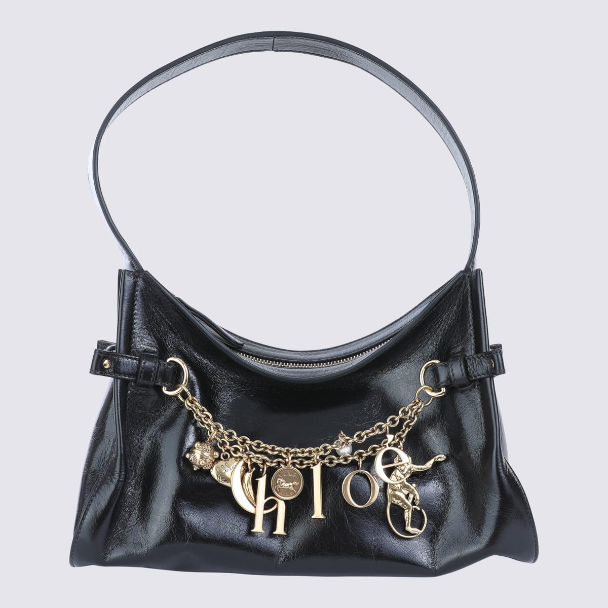 chloé black leather hobo chloe charms shoulder bag