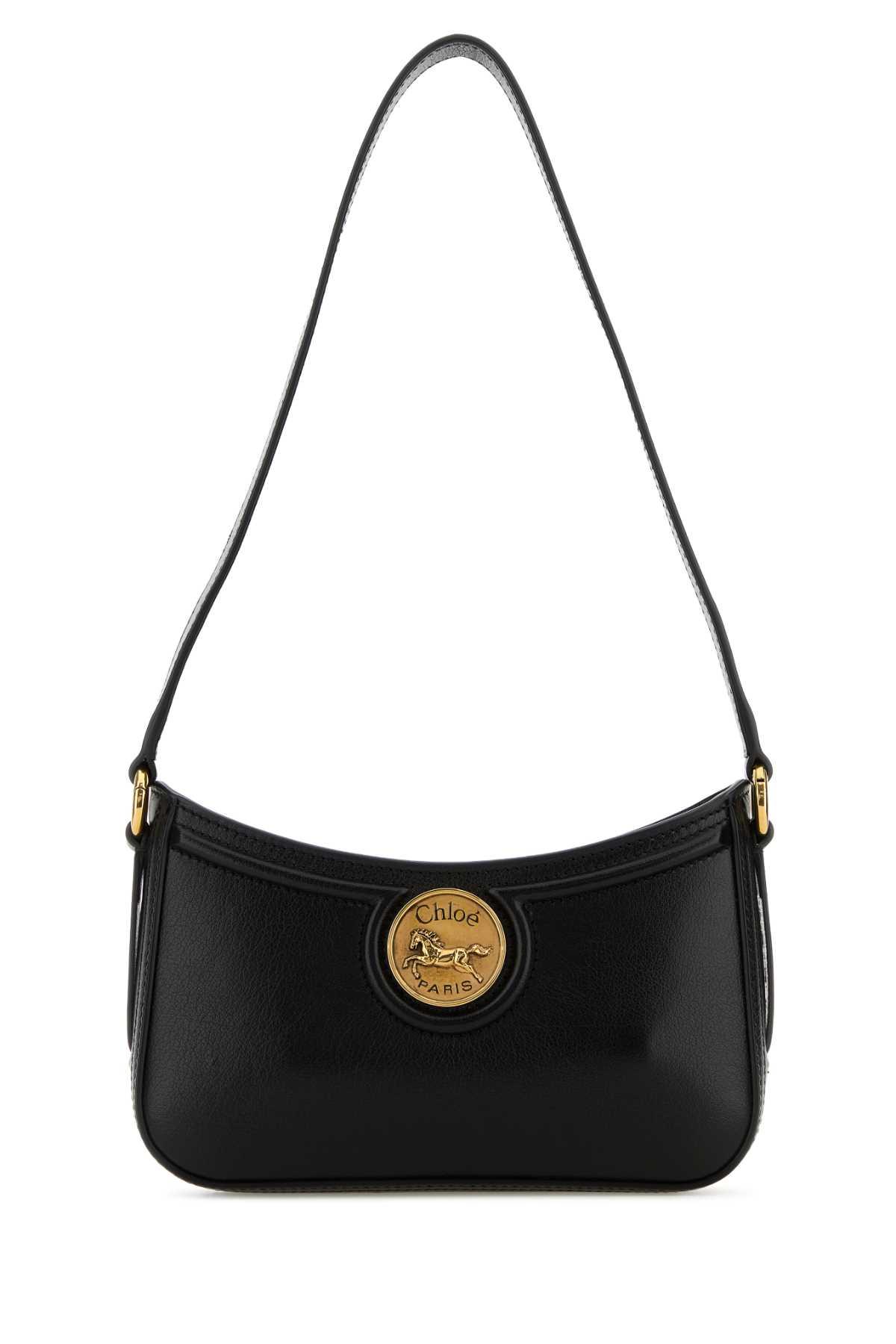 chloé black leather horse medal shoulder bag