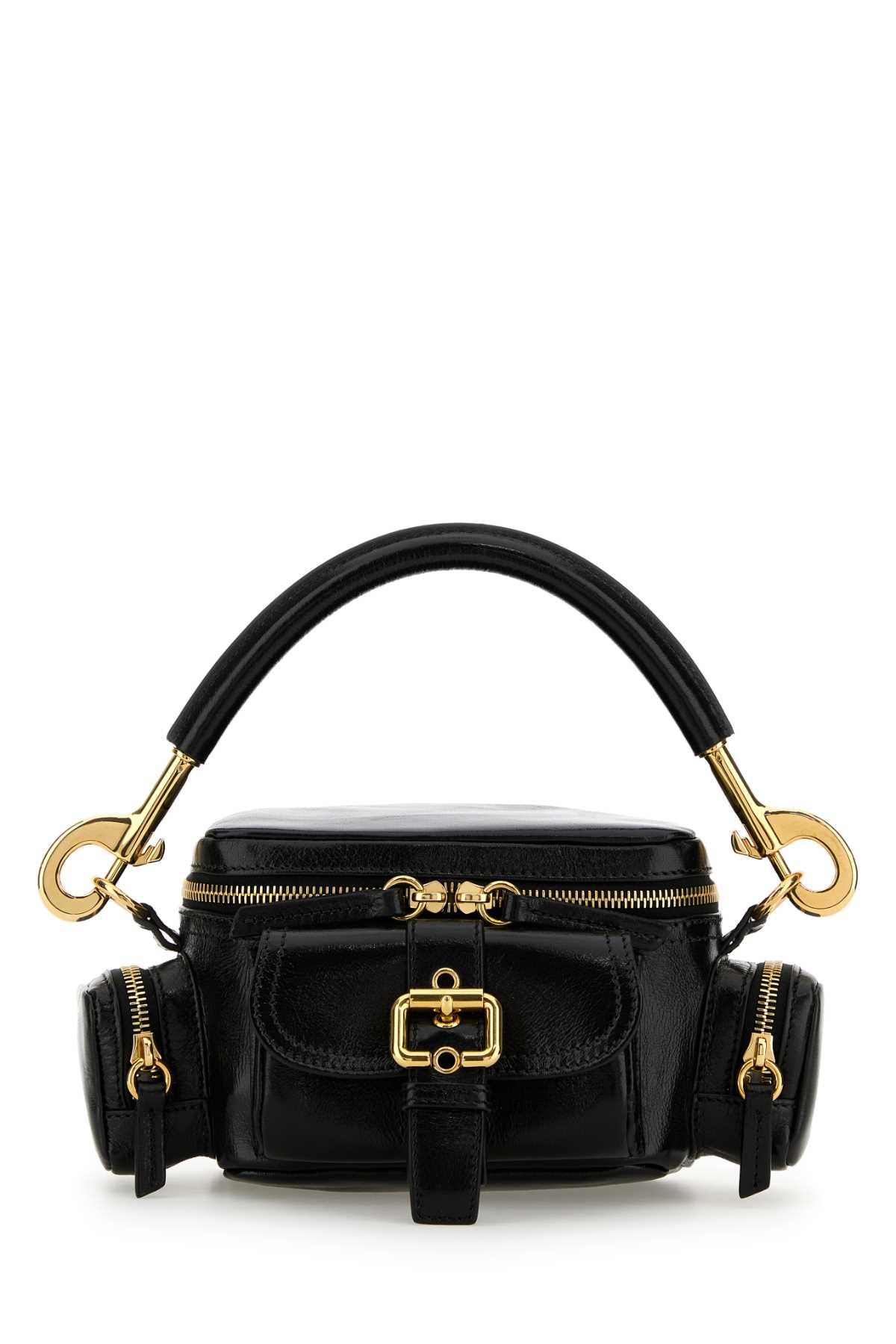 chloé black leather small camera bag handbag