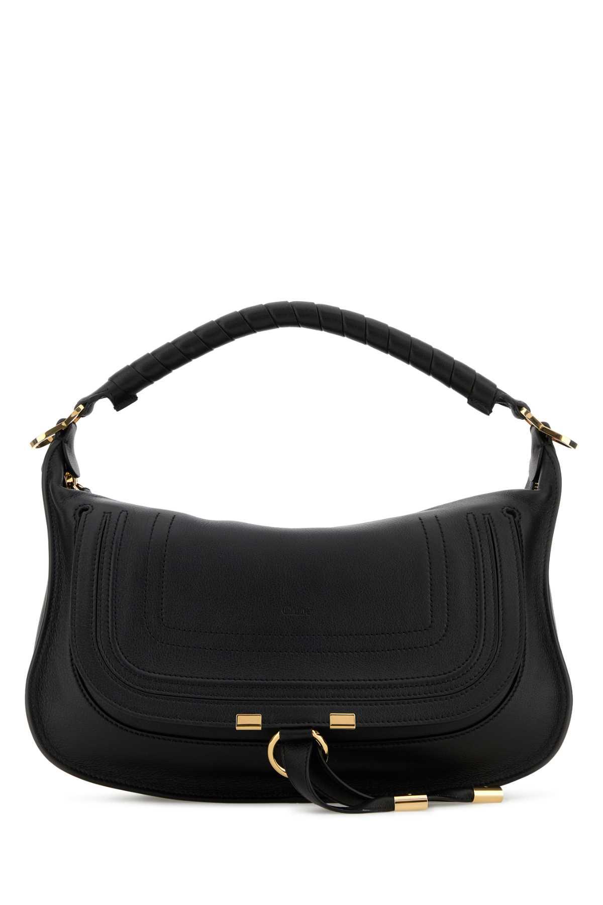 chloé black leather small marcie shoulder bag