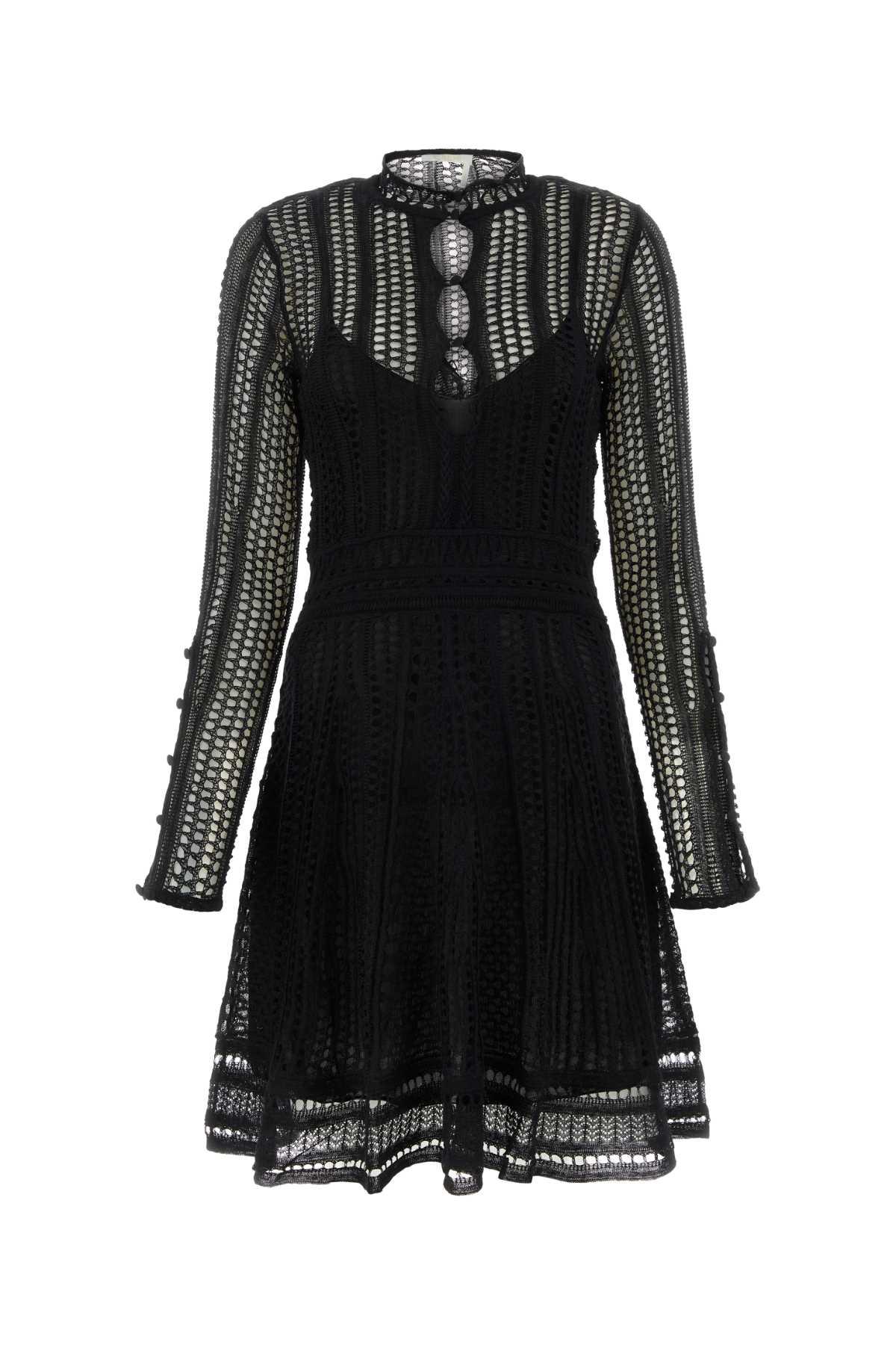 chloé black linen blend mini dress