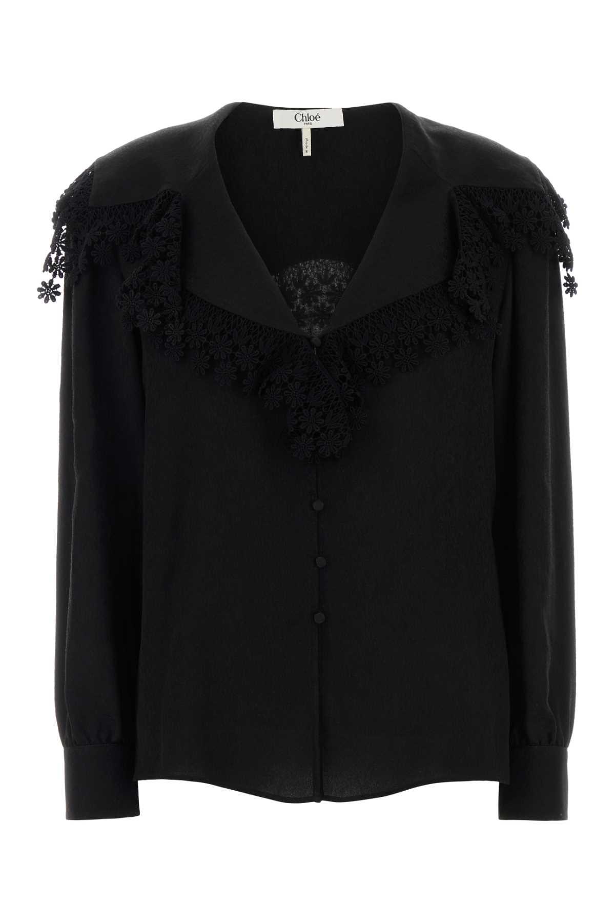 chloé black silk shirt