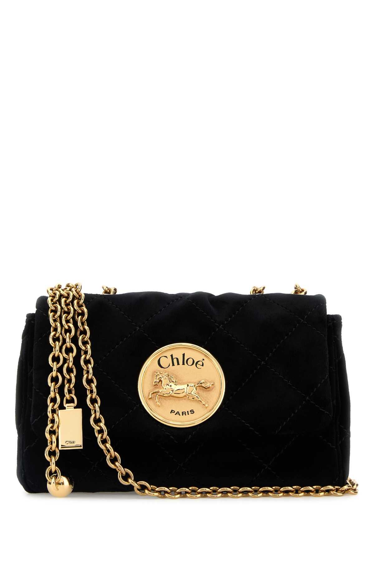 chloé black velvet small chloã heritage shoulder bag