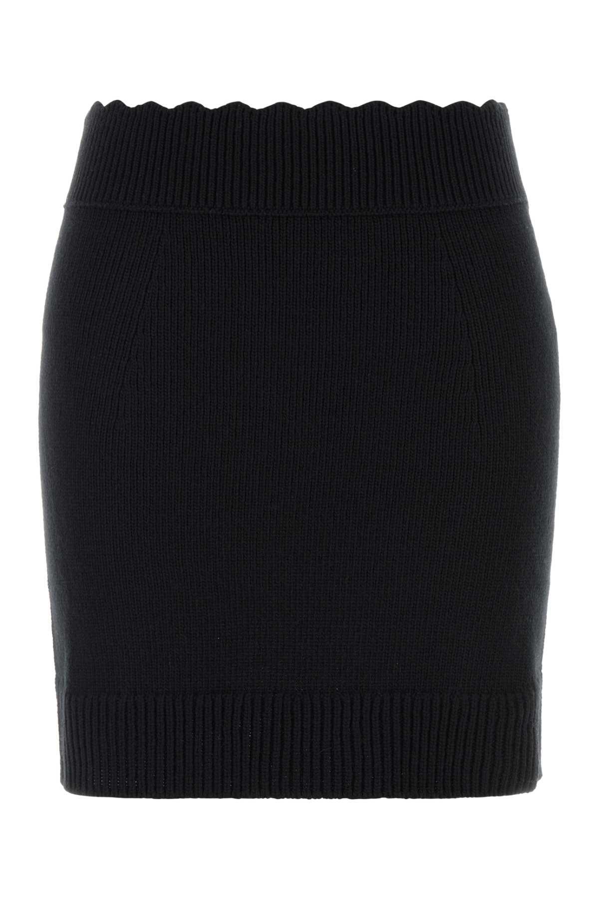 chloé black wool blend mini skirt