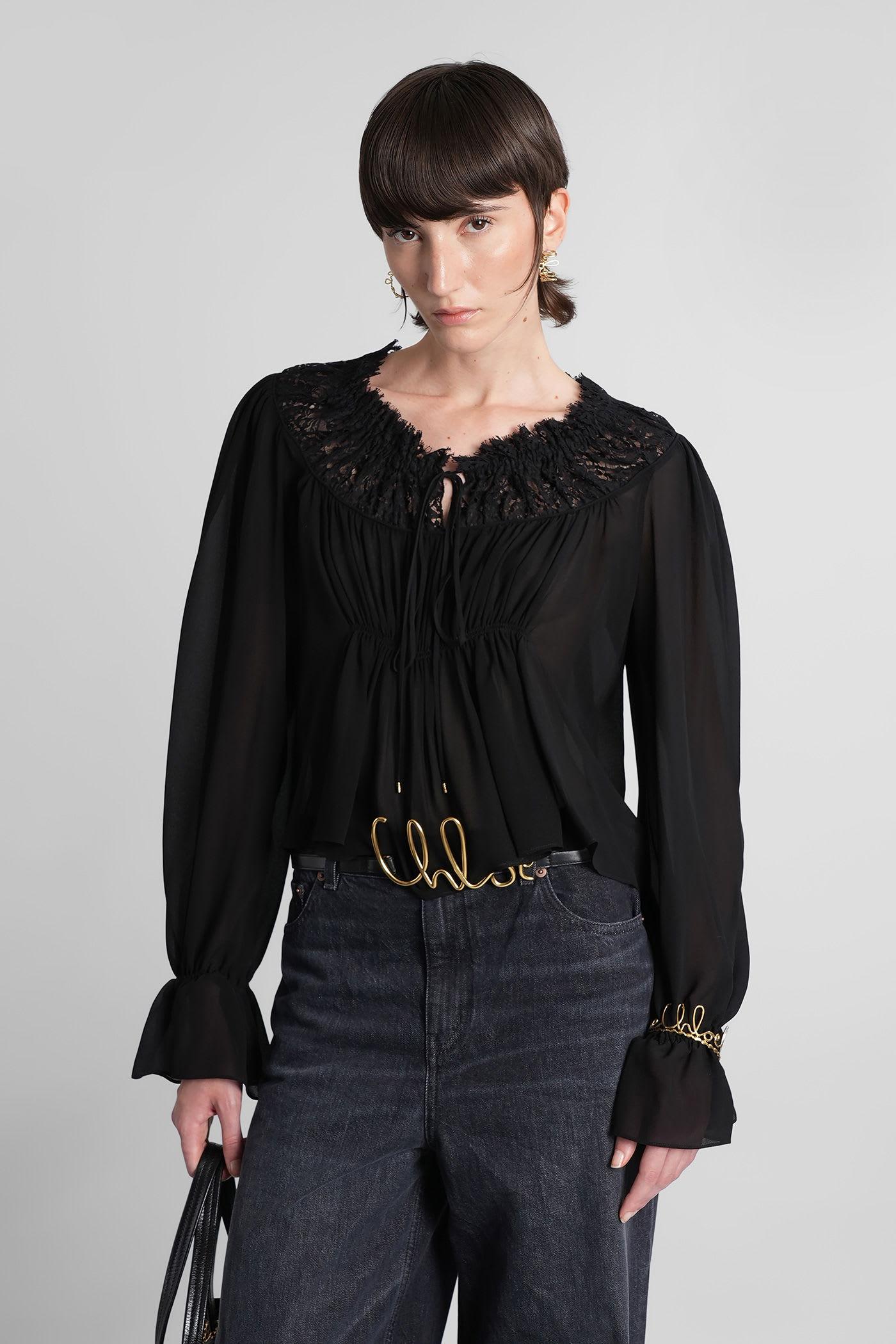 chloé blouse in black silk