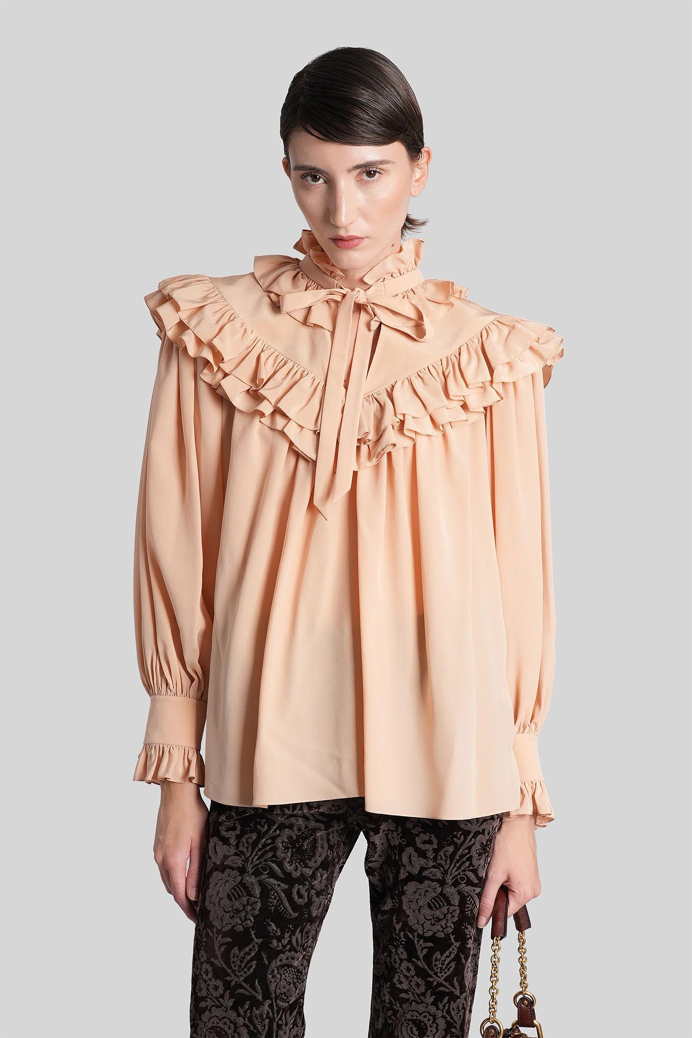 chloé blouse in rose-pink silk