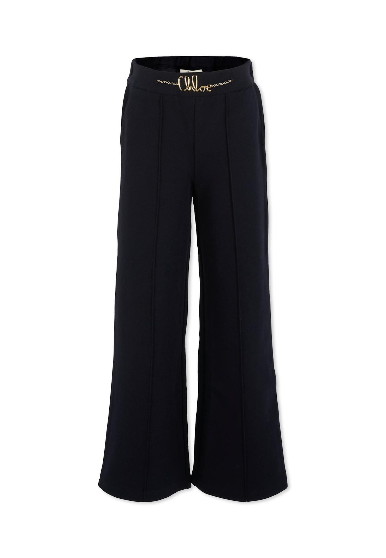 chloé blue trousers for girl with logo