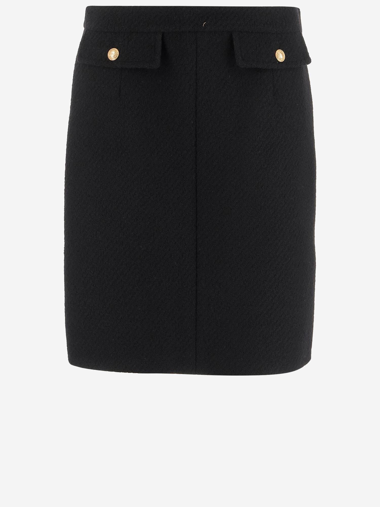 chloé bouclé wool knee-length skirt