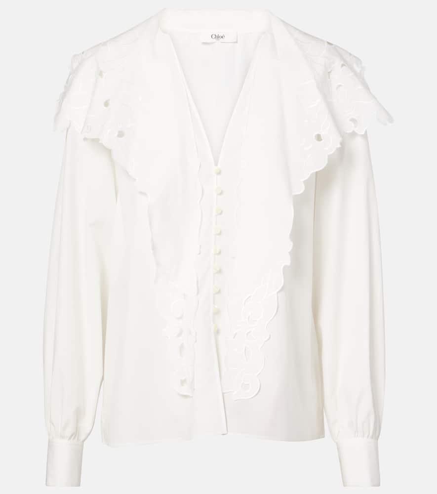 chloé broderie anglaise cotton poplin blouse