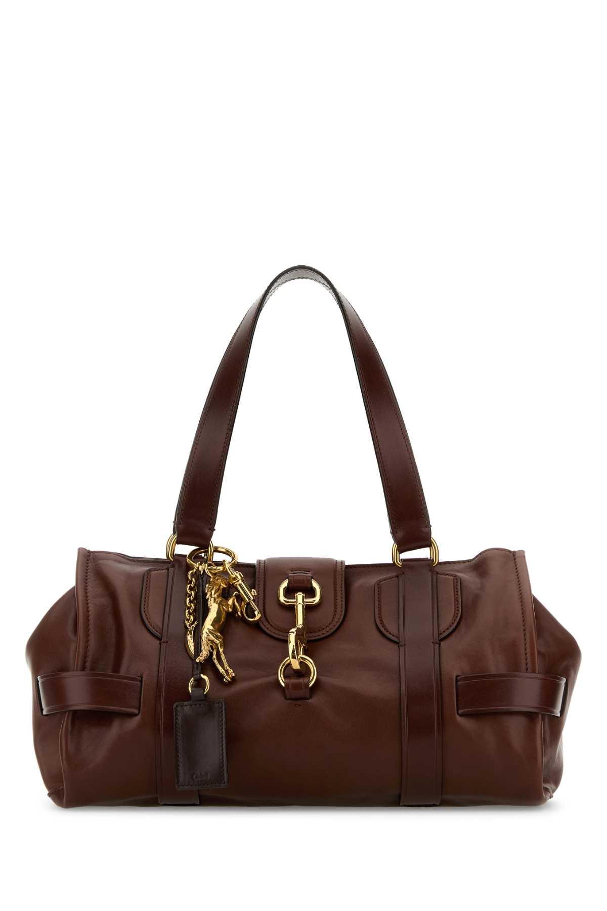 chloé brown leather kerala 25 shopping bag