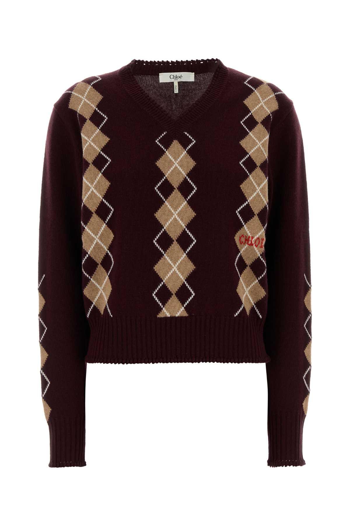 chloé burgundy wool blend sweater