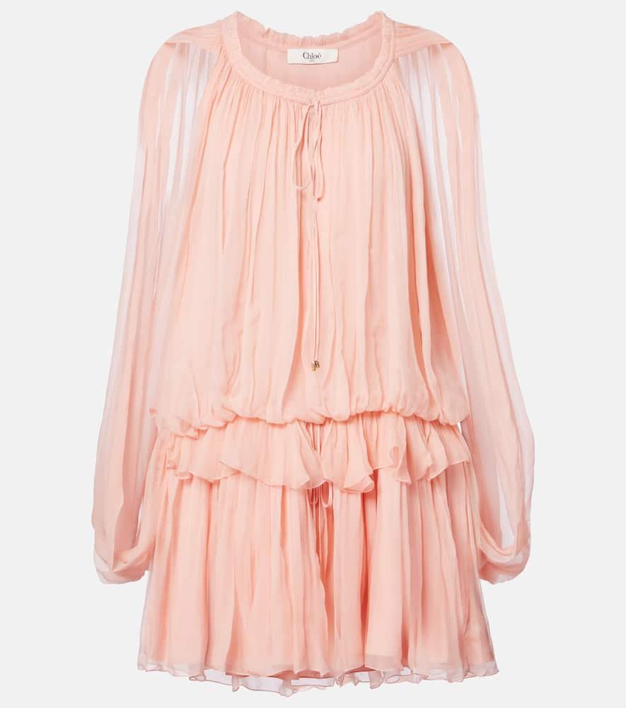 chloé caped ruffled silk muslin minidress