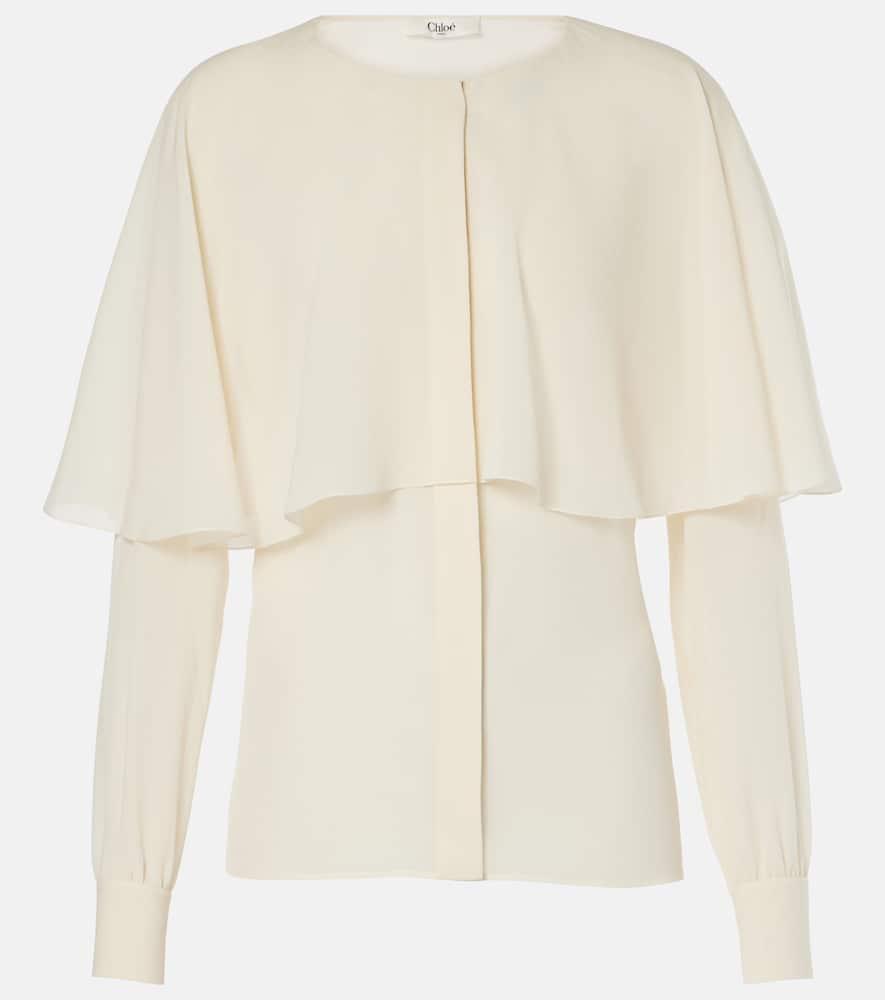 chloé caped silk chiffon blouse