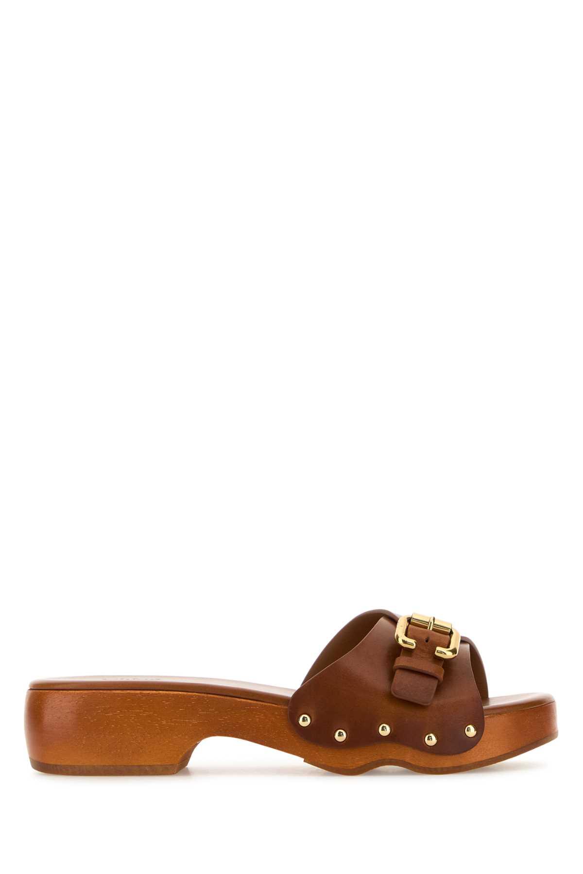 chloé caramel leather jeanette clogs