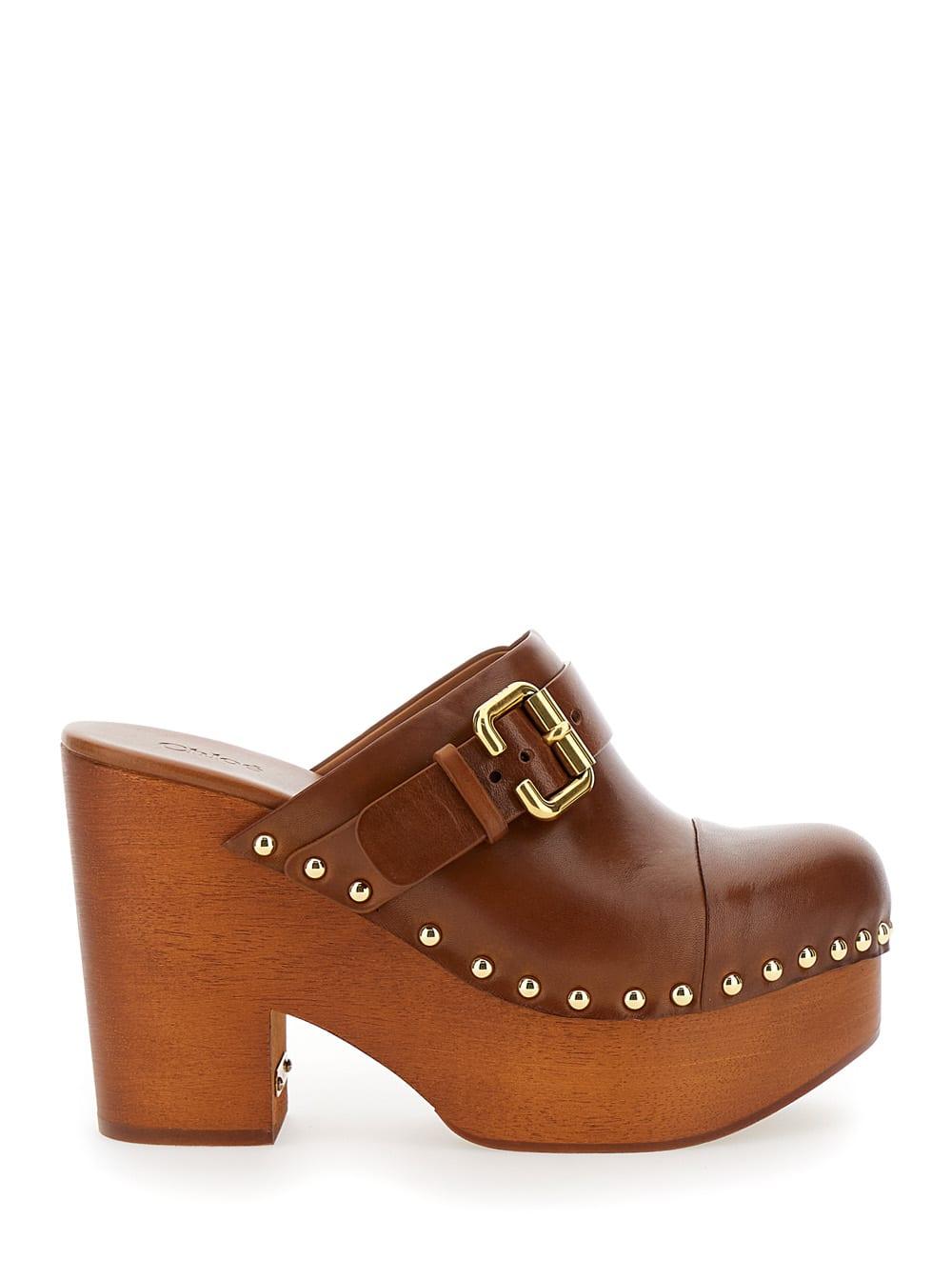 chloé caramel leather jeannette clogs