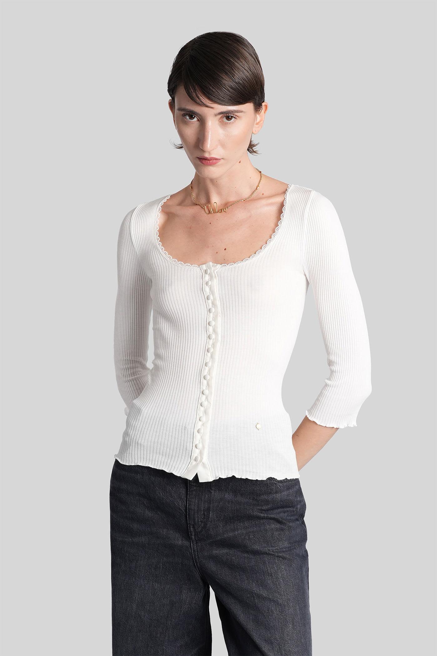 chloé cardigan in white cotton