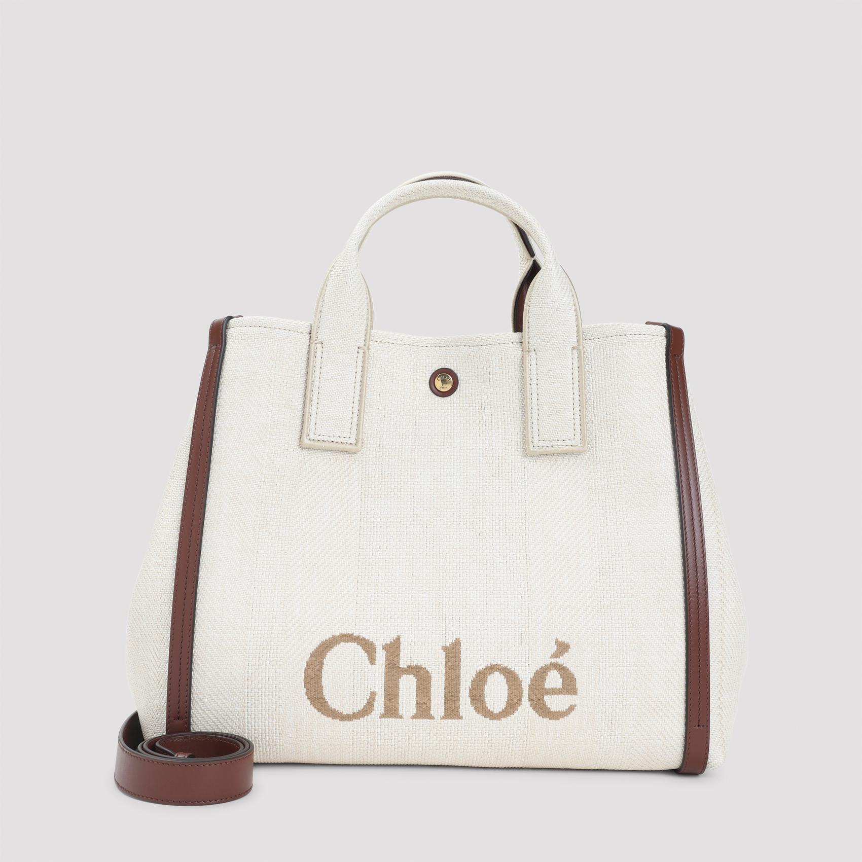 chloé carry shoulder bag nude & neutrals cotton polyamide leather - women