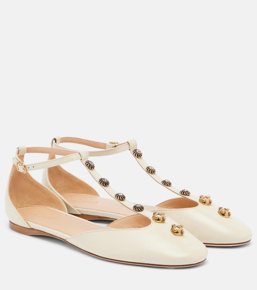 chloé celeste embellished leather flats