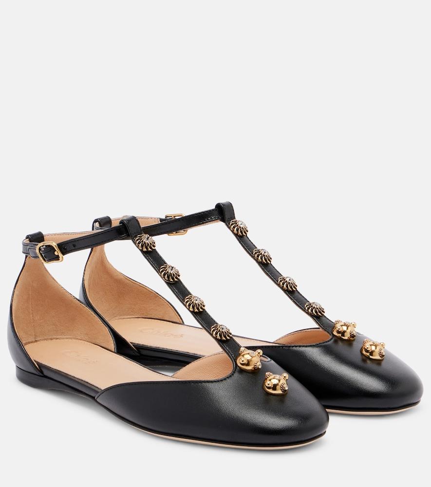 chloé celeste embellished leather flats