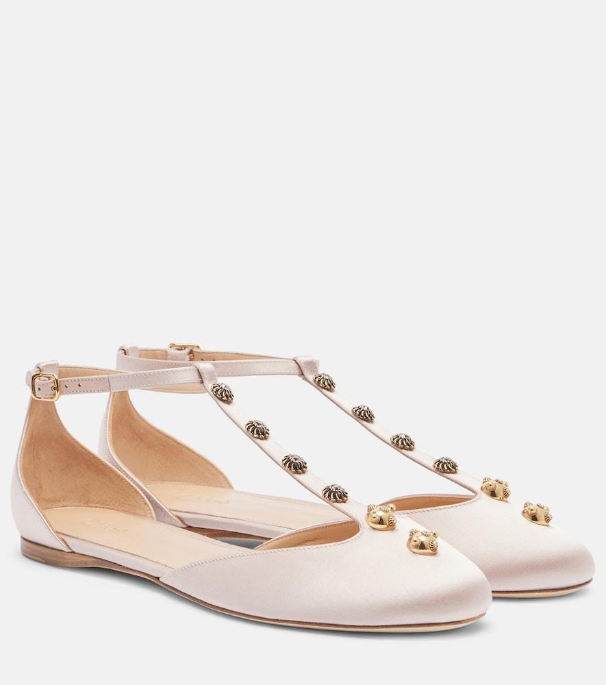 chloé celeste embellished satin flats