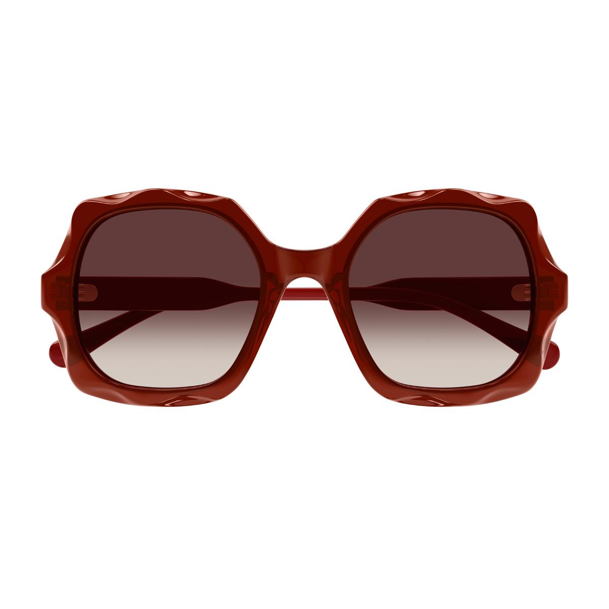 chloé ch0226s linea 006 red brown rosso acetate occhiali da sole - women